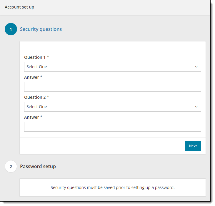 Enter security questions.